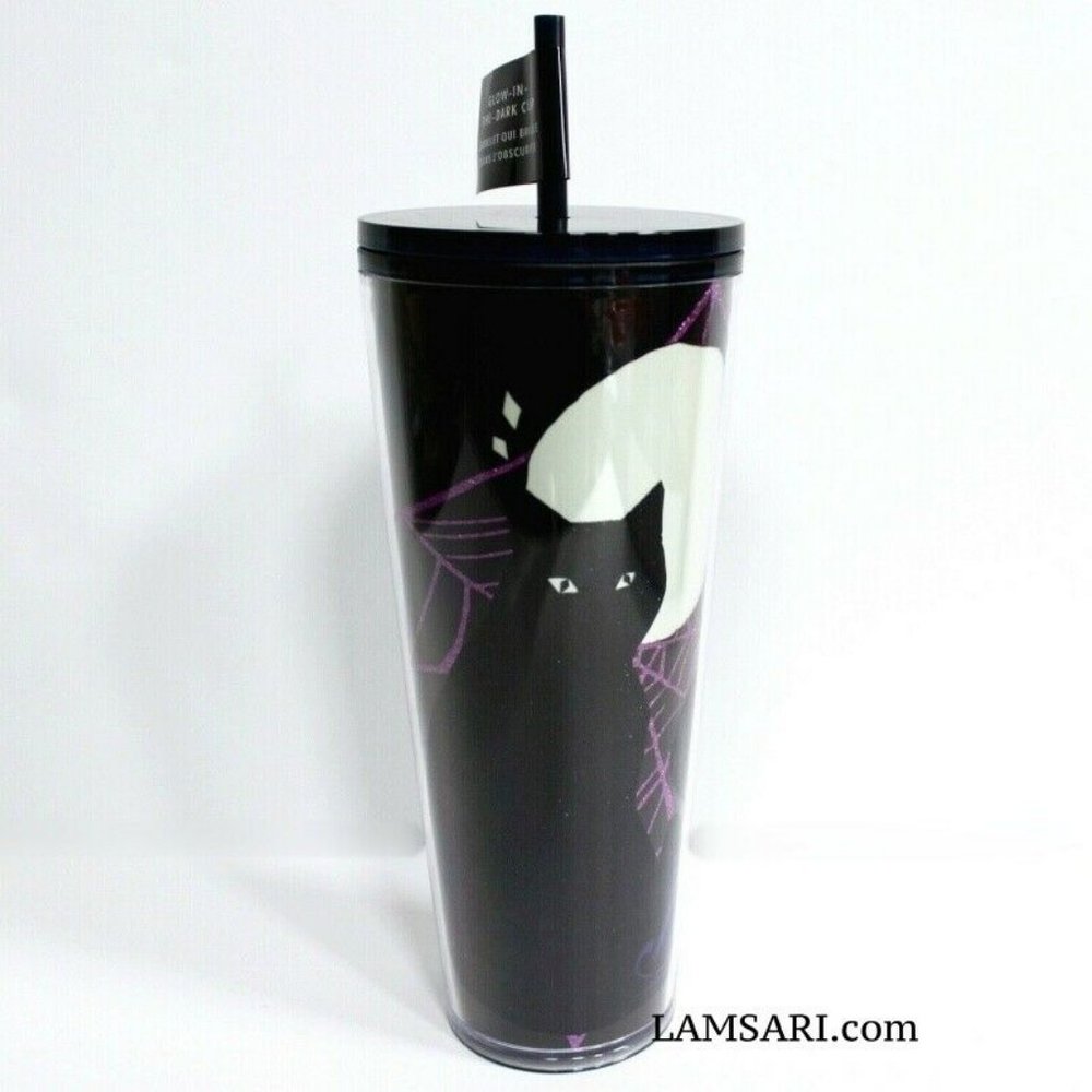 Starbucks Halloween 2021 Cat Moon Glow In The Dark Acrylic Tumbler Venti